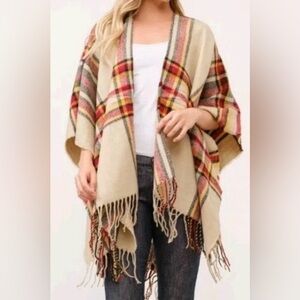Fringed Madeline Wrap Shawl Ruana – Tartan Plaid | NEW (NWOT)